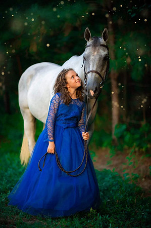 Blue Dress and Horse